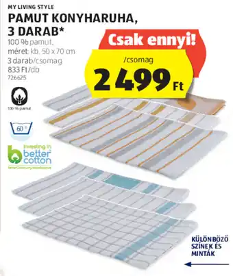 ALDI MY LIVING STYLE PAMUT KONYHARUHA 3 db ajánlat