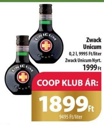 Coop Zwack Unicum 0,2 l ajánlat