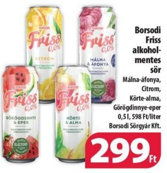 Coop Borsodi Friss alkohol- mentes sör 0,5 l ajánlat