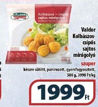 Coop Valdor Kolbászos- csípős sajtos minigolyó 500 g ajánlat