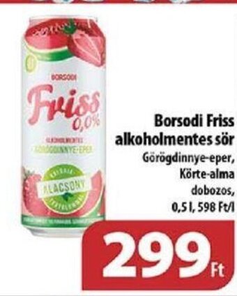 Coop Borsodi Friss alkoholmentes sör 0,5 l ajánlat