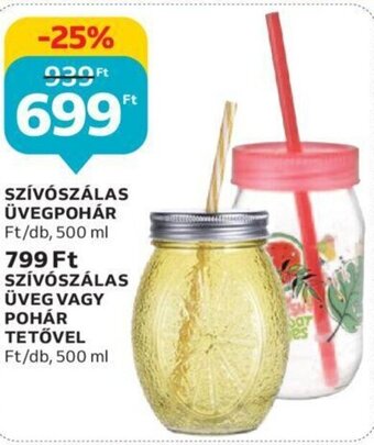 Auchan SZÍVÓSZÁLAS ÜVEGPOHÁR 1 db ajánlat
