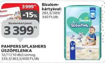 Auchan PAMPERS SPLASHERS ÚSZÓPELENKA 10 - 12 db ajánlat