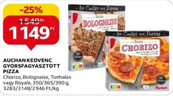 Auchan AUCHAN KEDVENC GYORSFAGYASZTOTT PIZZA 350 / 390 g ajánlat