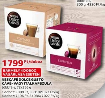 Auchan NESCAFÉ DOLCE GUSTO KÁVÉ-VAGY ITALKAPSZULA 72 / 256 g ajánlat