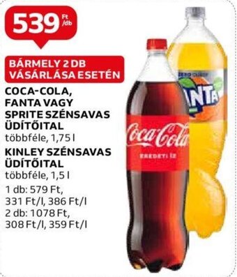 Auchan COCA-COLA, FANTA VAGY SPRITE SZÉNSAVAS ÜDÍTŐITAL stb. 1,75 / 1,5 l ajánlat