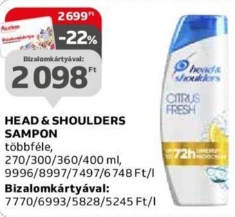 Auchan HEAD & SHOULDERS SAMPON 270 - 400 ml ajánlat