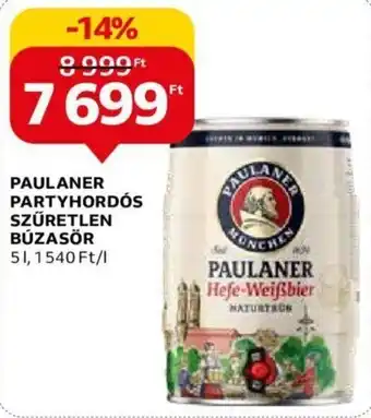 Auchan PAULANER PARTYHORDÓS SZŰRETLEN BÚZASÖR 5 l ajánlat