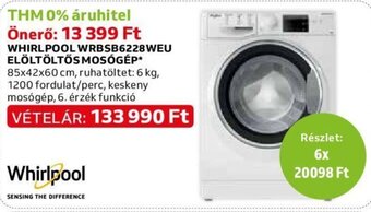 Auchan WHIRLPOOL WRBSB6228WEU ELÖLTÖLTŐS MOSÓGÉP 1 db ajánlat