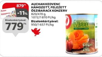 Auchan AUCHAN KEDVENC HÁMOZOTT, FELEZETT ŐSZIBARACK KONZERV 820 / 470 g ajánlat