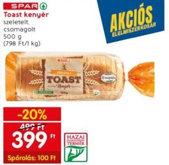 Spar SPAR Toast kenyér 500 g ajánlat