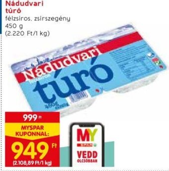 Spar Nádudvari túró 450 g ajánlat