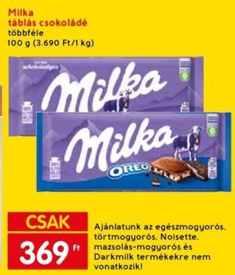 Spar Milka táblás csokoládé 100 g ajánlat