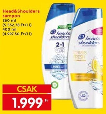 Spar Head&Shoulders sampon 360 / 400 ml ajánlat