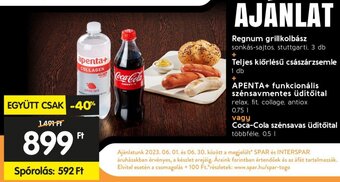 Spar Regnum grillkolbász 3 db + Teljes kiőrlésű császárzsemle 1 db stb. ajánlat