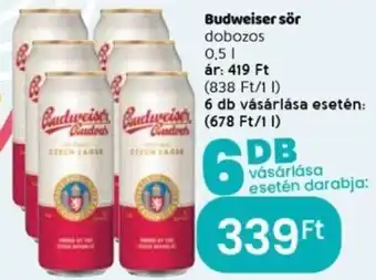 Spar Budweiser sör 0,5 l ajánlat