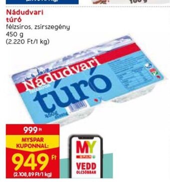 Spar Nádudvari túró 450 g ajánlat