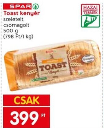 Spar SPAR Toast kenyér 500 g ajánlat