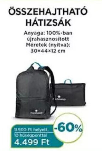 ÖSSZEHAJTHATÓ HÁTIZSÁK 1 db