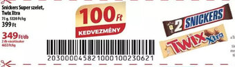 Coop Snickers Super szelet, Twix Xtra 75 g ajánlat