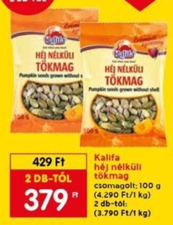 Spar Kalifa héj nélküli tökmag 100 g ajánlat