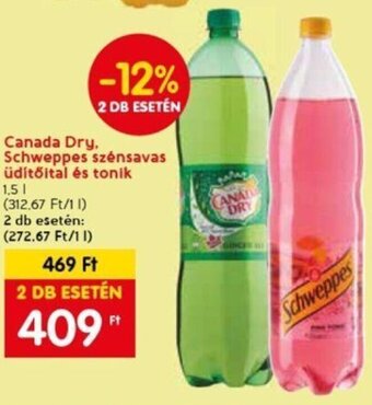 Spar Canada Dry, Schweppes szénsavas üdítőital és tonik 1,5 l ajánlat