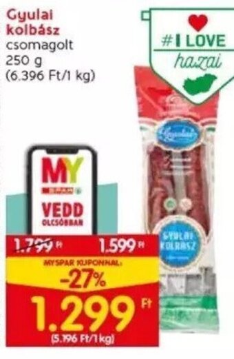 Spar Gyulai kolbász 250 g ajánlat
