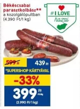 Spar Békéscsabai parasztkolbász 10 dkg ajánlat