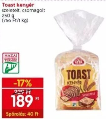 Spar Toast kenyér 250 g ajánlat