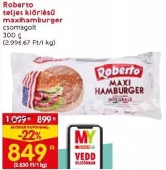 Spar Roberto teljes kiőrlésű maxihamburger 300 g ajánlat