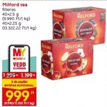 Spar Milford tea 40 x 2,5 / 2,25 g ajánlat