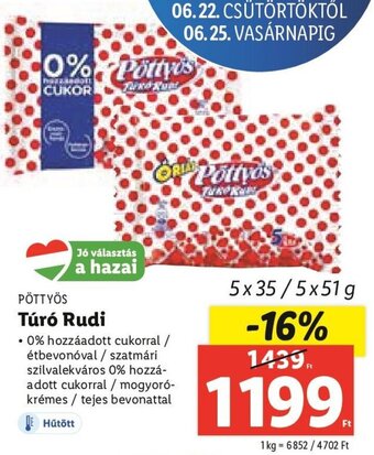 Lidl PÖTTYÖS Túró Rudi 5 x 35 / 5 x 51 g ajánlat