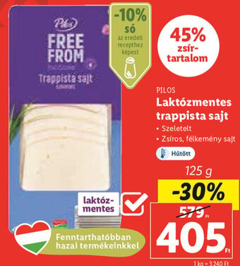 Lidl PILOS Laktózmentes trappista sajt 125 g ajánlat