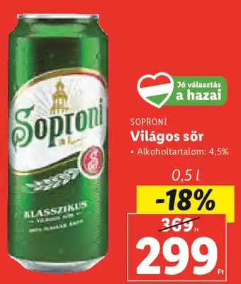 Lidl Soproni Világos sör 0,5 l ajánlat