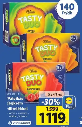Lidl GELATELLI Pálcikás jégkrém töltelékkel 8 x 70 ml ajánlat