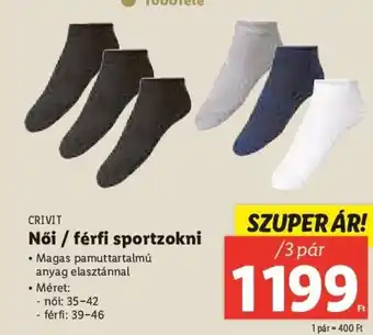 Lidl CRIVIT Női / férfi sportzokni 3 pár ajánlat