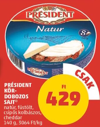 PENNY PRÉSIDENT KÖR-DOBOZOS SAJT 140 g ajánlat