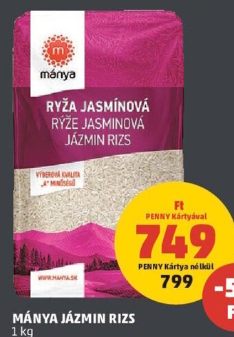 PENNY MÁNYA JÁZMIN RIZS 1 kg ajánlat