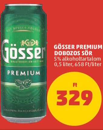 PENNY GÖSSER PREMIUM DOBOZOS SÖR 0,5 l ajánlat