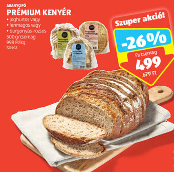 ALDI ARANYCIPÓ PRÉMIUM KENYÉR 500 g ajánlat