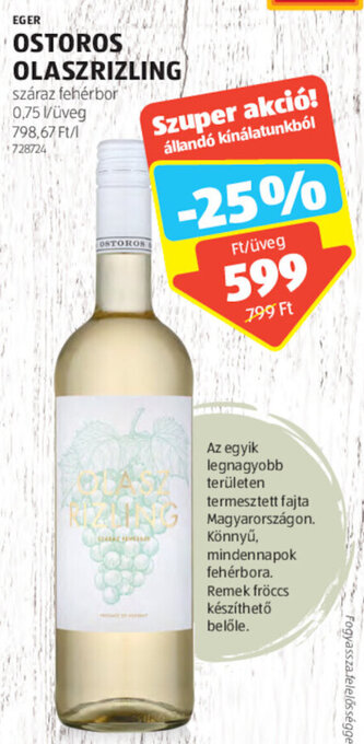 EGER OSTOROS OLASZRIZLING 0,75 l