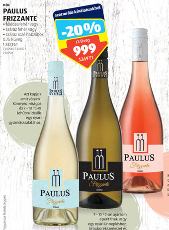 ALDI MÓR PAULUS FRIZZANTE 0,75 l ajánlat