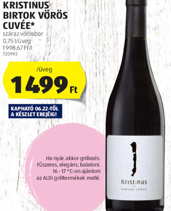BALATONBOGLÁR KRISTINUS BIRTOK VÖRÖS CUVÉE 0,75 l