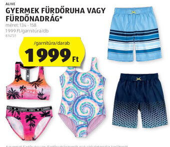 ALDI ALIVE GYERMEK FÜRDŐRUHA VAGY FÜRDŐNADRÁG 1 db ajánlat