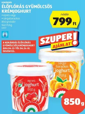 ALDI KOKÁRDÁS ÉLŐFLÓRÁS GYÜMÖLCSÖS KRÉMJOGHURT 850 g ajánlat