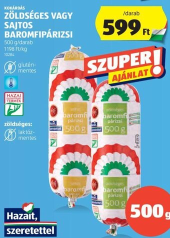ALDI KOKÁRDÁS ZÖLDSÉGES VAGY SAJTOS BAROMFIPÁRIZSI 500 g ajánlat