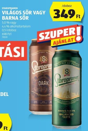 STAROPRAMEN VILÁGOS SÖR VAGY BARNA SÖR 0,5 l
