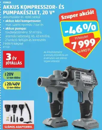 ALDI FERREX AKKUS KOMPRESSZOR- ÉS PUMPAKÉSZLET 1 készlet ajánlat