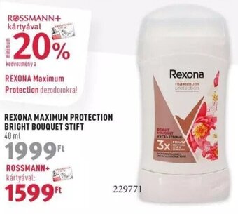 Rossmann REXONA MAXIMUM PROTECTION BRIGHT BOUQUET STIFT 40 ml ajánlat
