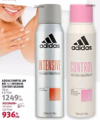 Rossmann ADIDAS CONRTOL 48H NŐI stb. 150 ml ajánlat